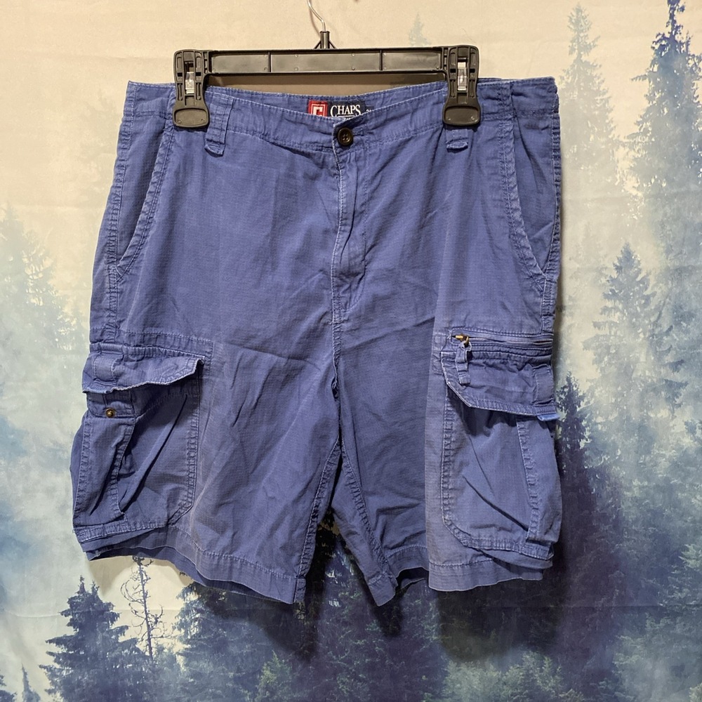 Chaps Mens Shorts SZ 34 Blue Cargo Flat Front